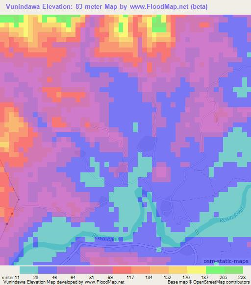 Vunindawa,Fiji Elevation Map