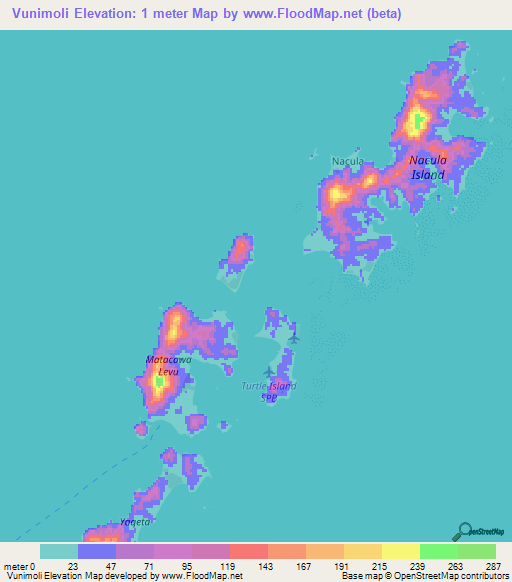 Vunimoli,Fiji Elevation Map