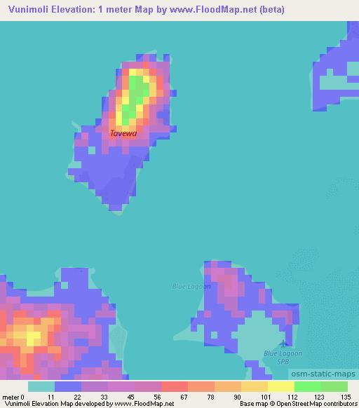 Vunimoli,Fiji Elevation Map