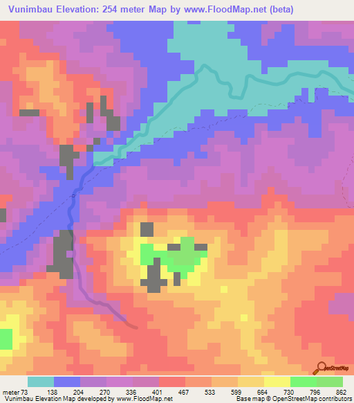 Vunimbau,Fiji Elevation Map