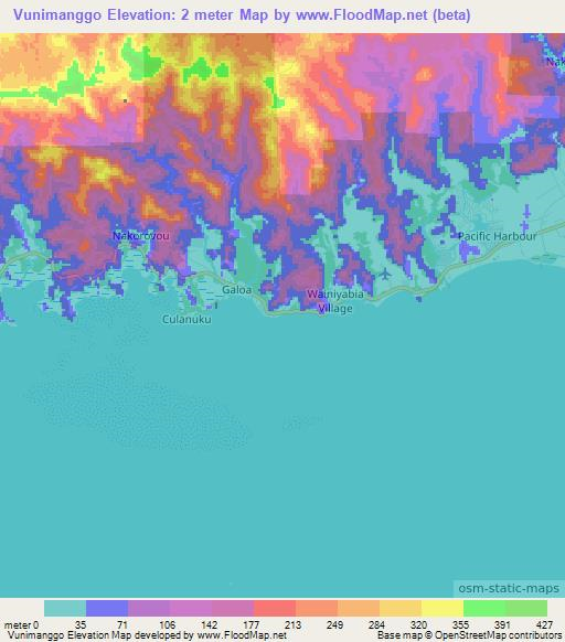 Vunimanggo,Fiji Elevation Map