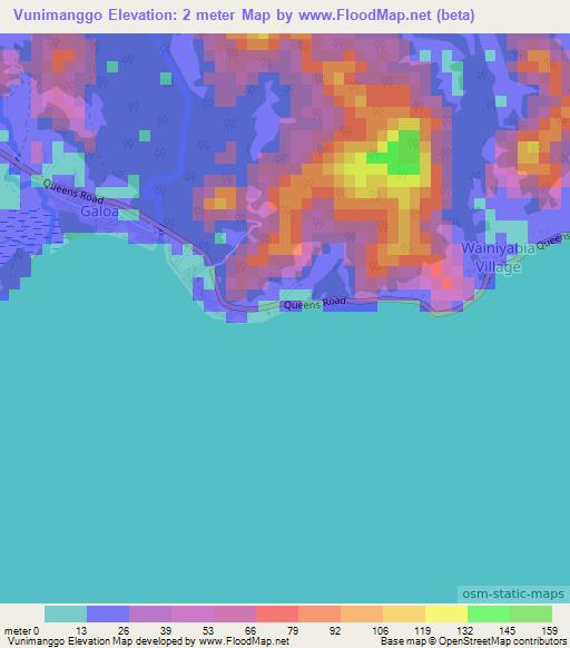 Vunimanggo,Fiji Elevation Map