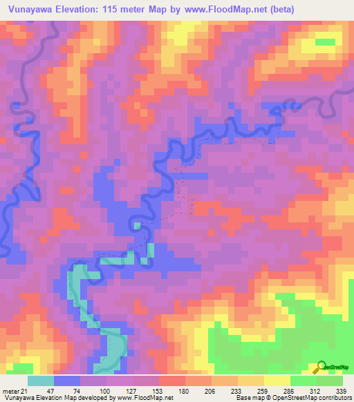 Vunayawa,Fiji Elevation Map