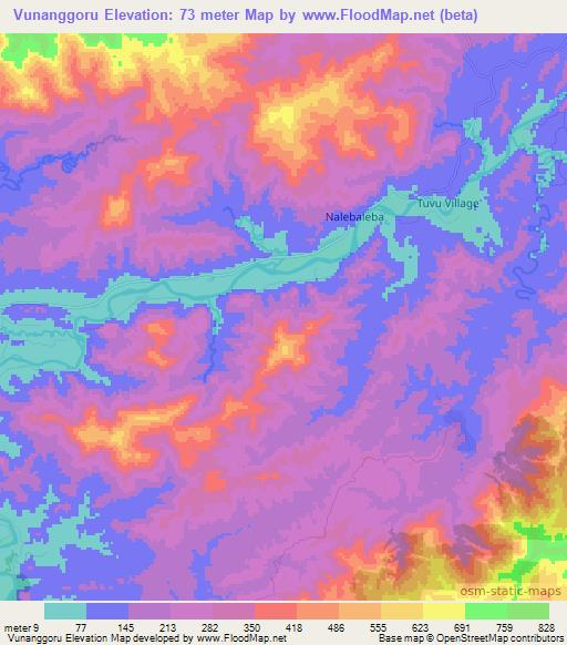 Vunanggoru,Fiji Elevation Map
