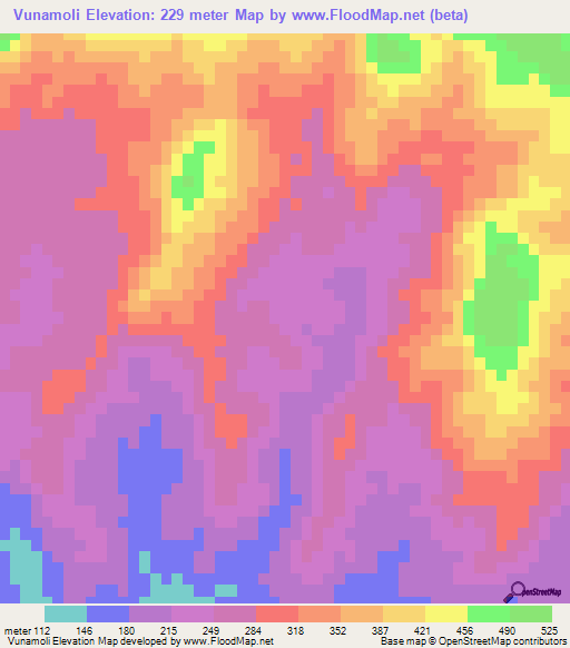 Vunamoli,Fiji Elevation Map