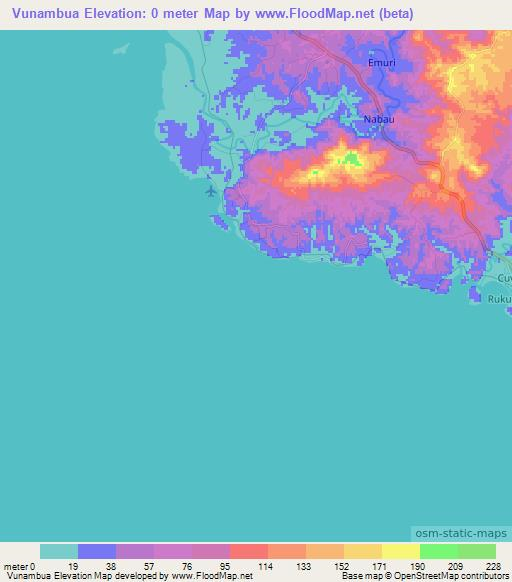 Vunambua,Fiji Elevation Map