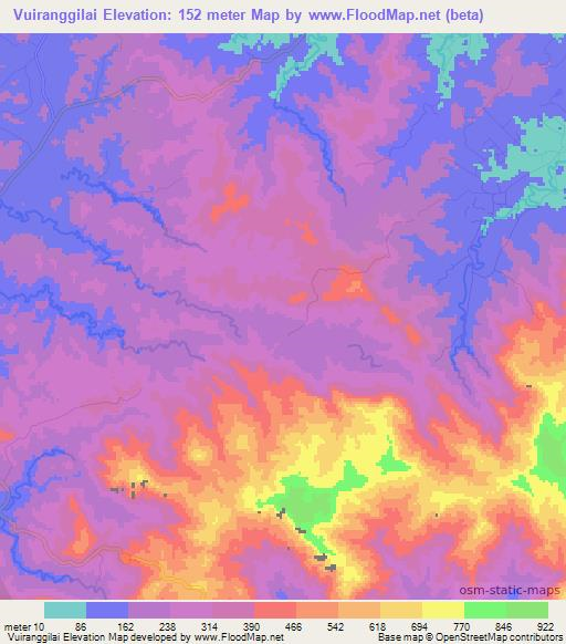Vuiranggilai,Fiji Elevation Map