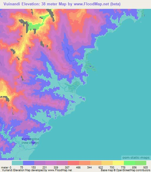 Vuinandi,Fiji Elevation Map