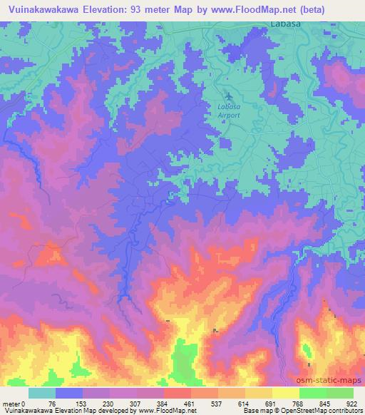 Vuinakawakawa,Fiji Elevation Map