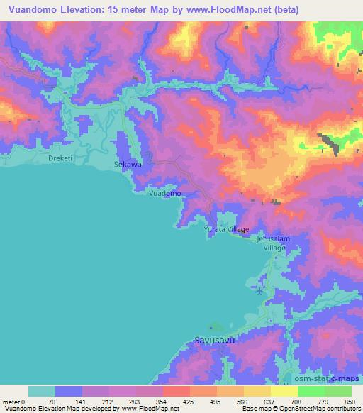Vuandomo,Fiji Elevation Map