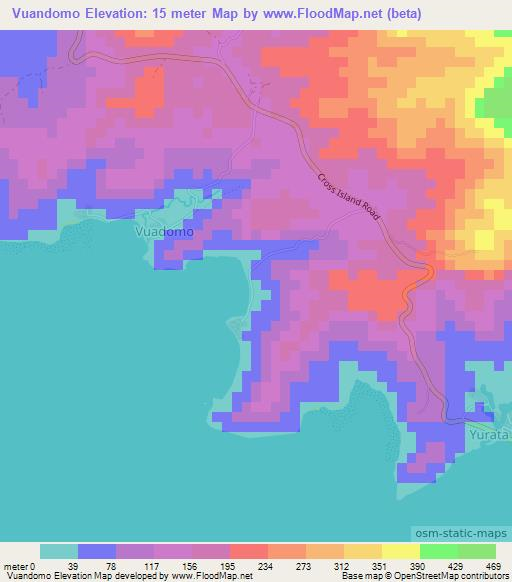 Vuandomo,Fiji Elevation Map