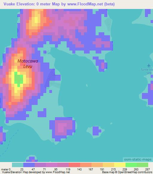 Vuake,Fiji Elevation Map