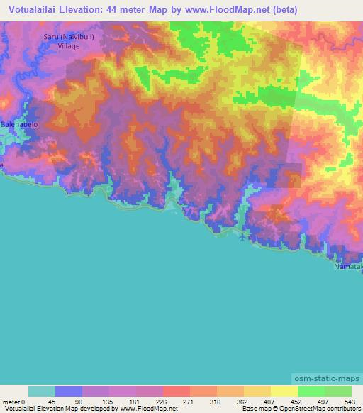 Votualailai,Fiji Elevation Map
