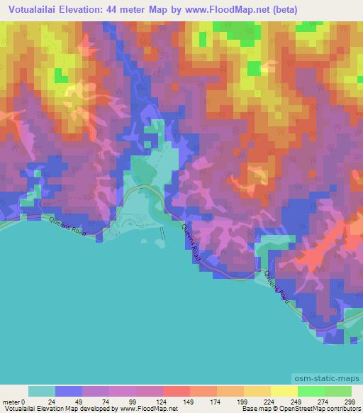 Votualailai,Fiji Elevation Map