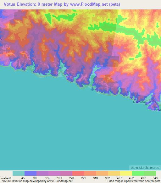 Votua,Fiji Elevation Map