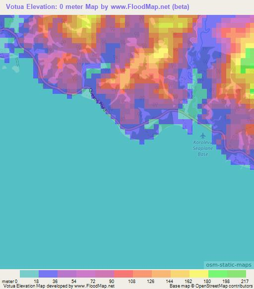 Votua,Fiji Elevation Map