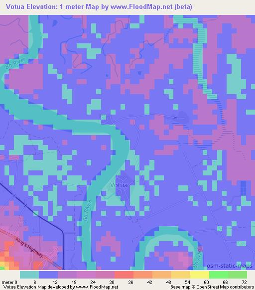 Votua,Fiji Elevation Map