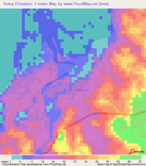 Votua,Fiji Elevation Map