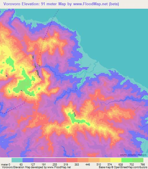 Vorovoro,Fiji Elevation Map