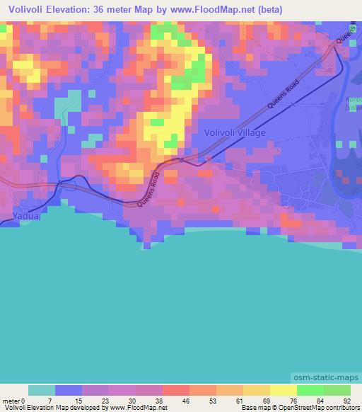Volivoli,Fiji Elevation Map