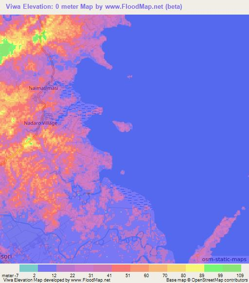 Viwa,Fiji Elevation Map