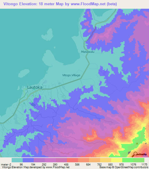 Vitongo,Fiji Elevation Map
