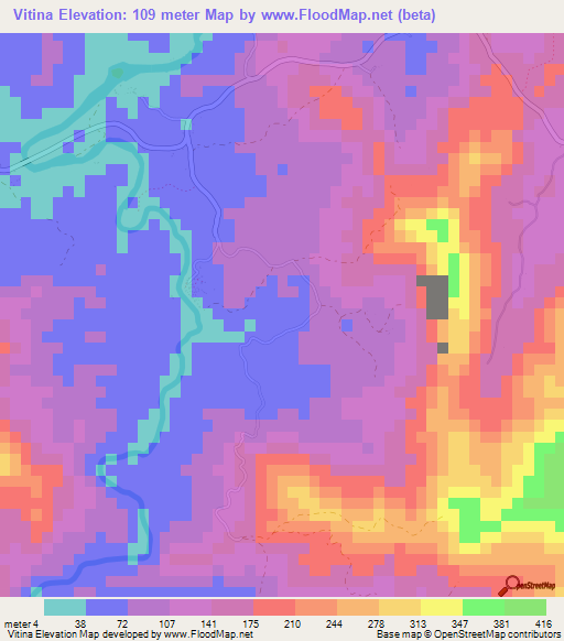 Vitina,Fiji Elevation Map