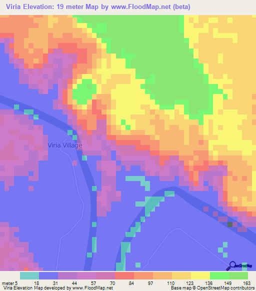 Viria,Fiji Elevation Map