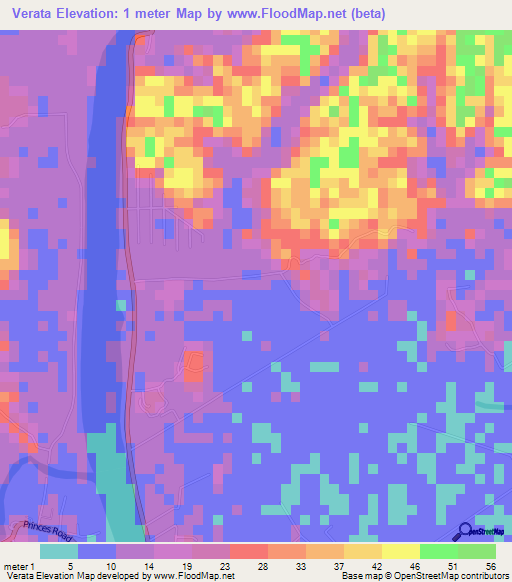 Verata,Fiji Elevation Map