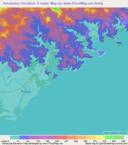 Veivatuloa,Fiji Elevation Map