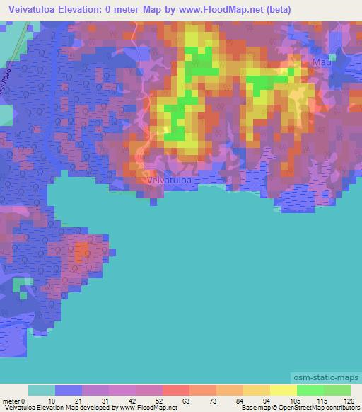 Veivatuloa,Fiji Elevation Map
