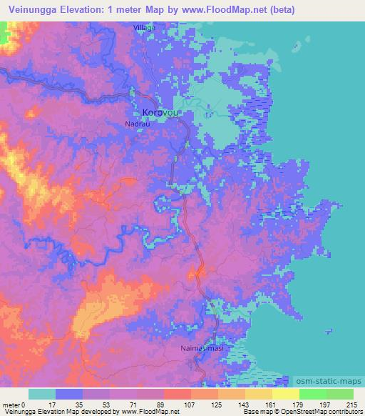 Veinungga,Fiji Elevation Map