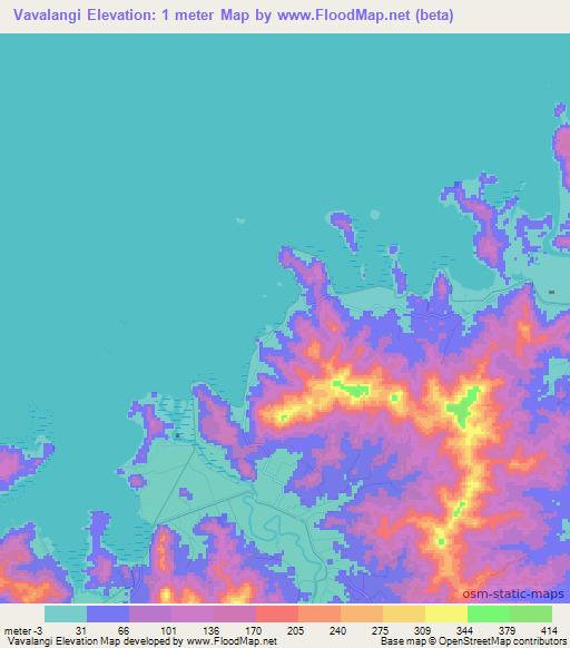 Vavalangi,Fiji Elevation Map