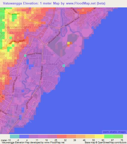 Vatuwangga,Fiji Elevation Map