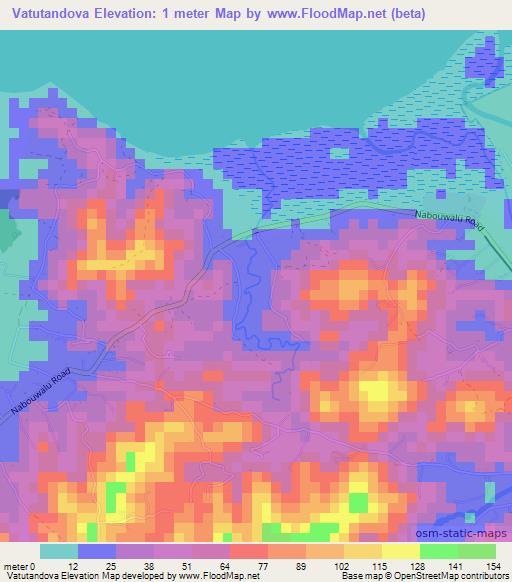 Vatutandova,Fiji Elevation Map