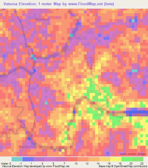 Vaturua,Fiji Elevation Map
