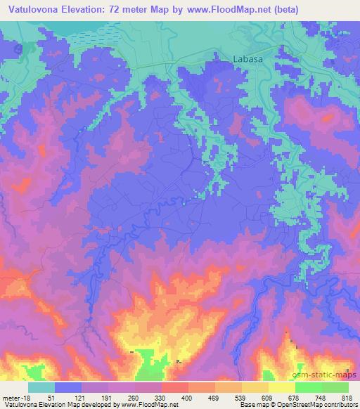 Vatulovona,Fiji Elevation Map