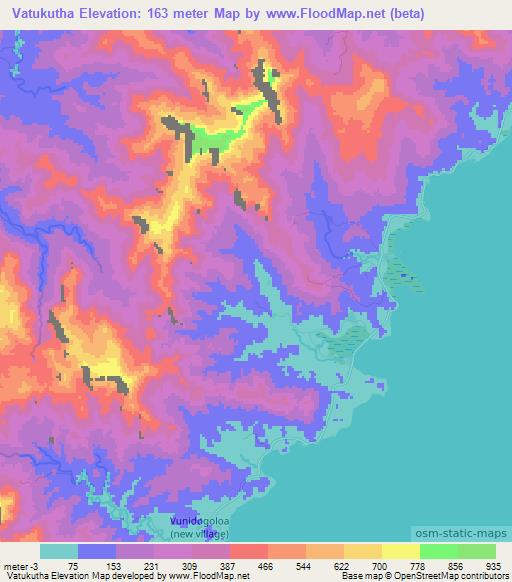 Vatukutha,Fiji Elevation Map