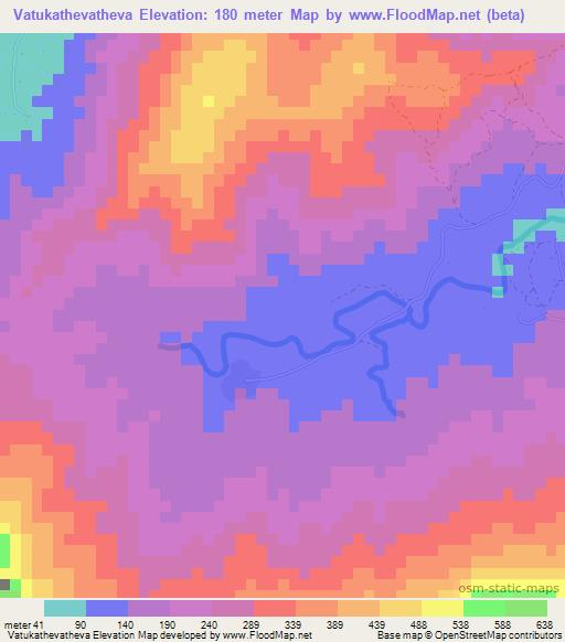 Vatukathevatheva,Fiji Elevation Map