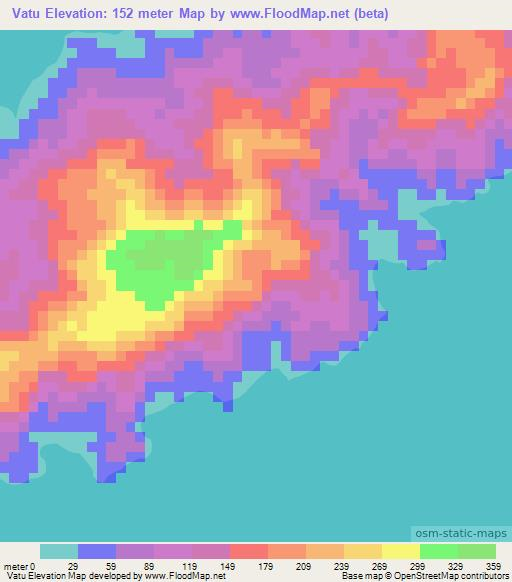 Vatu,Fiji Elevation Map