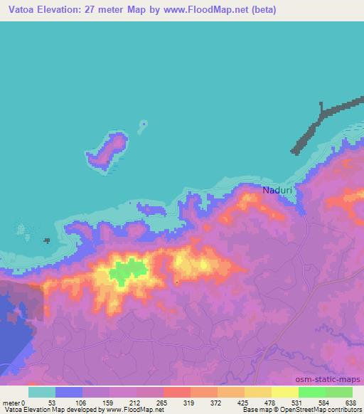 Vatoa,Fiji Elevation Map