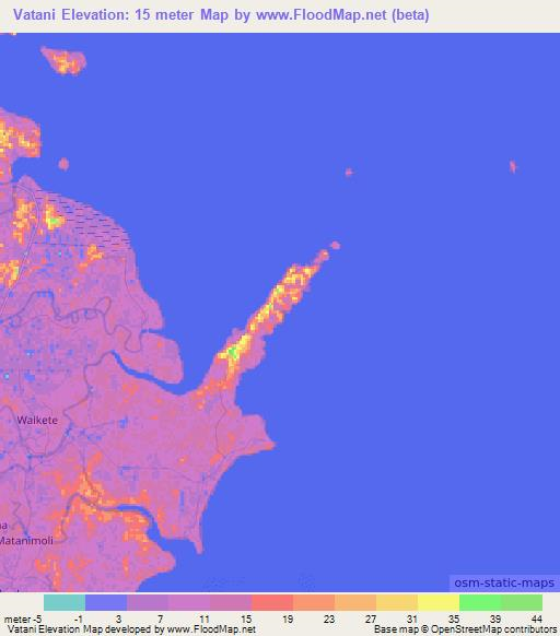 Vatani,Fiji Elevation Map