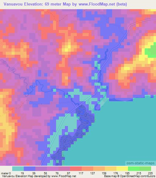 Vanuavou,Fiji Elevation Map