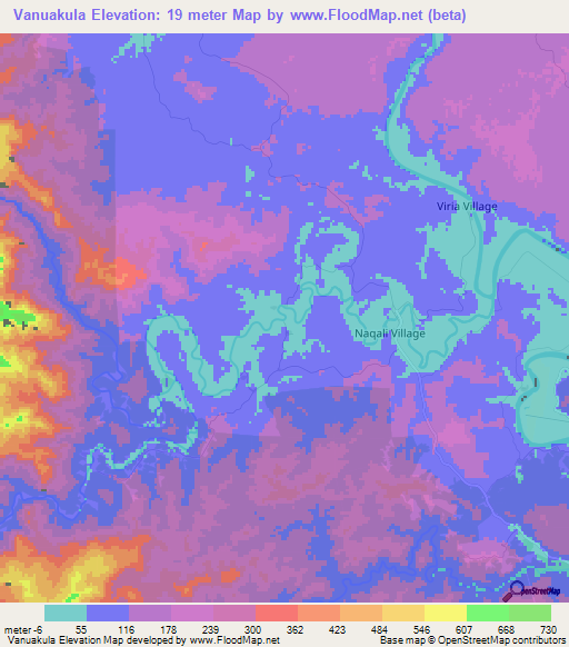 Vanuakula,Fiji Elevation Map