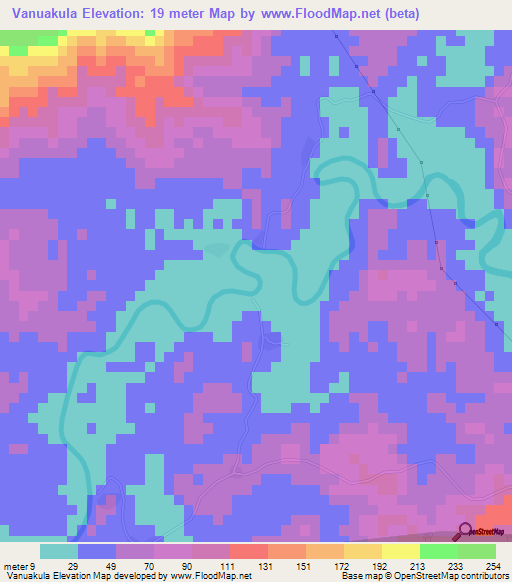 Vanuakula,Fiji Elevation Map