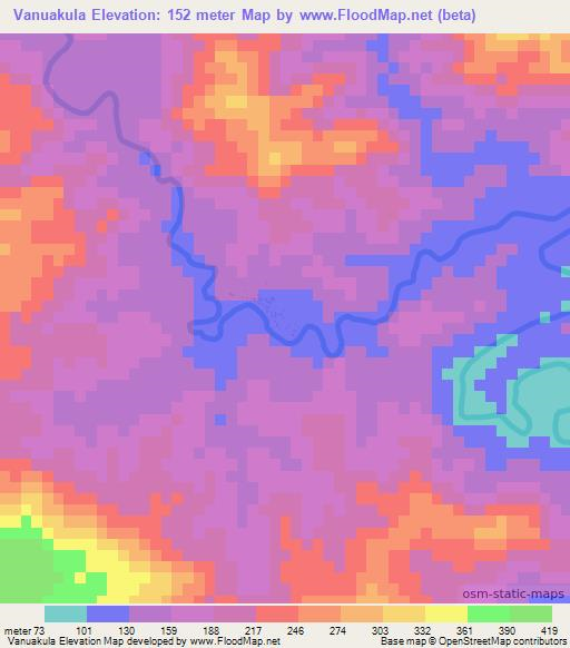 Vanuakula,Fiji Elevation Map