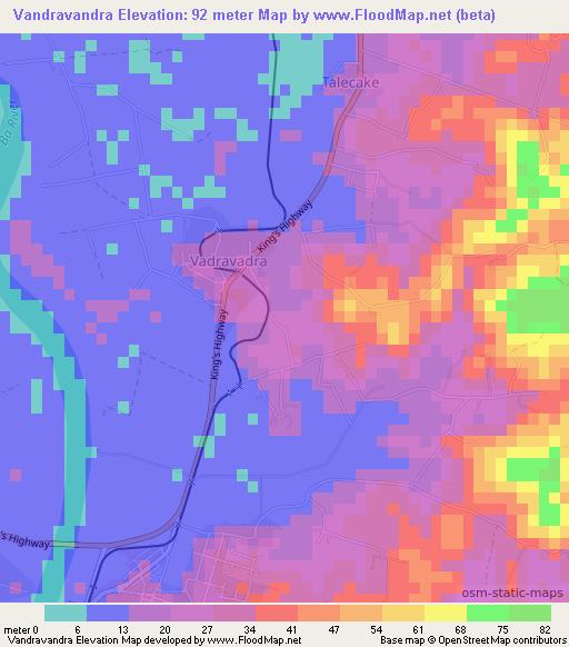 Vandravandra,Fiji Elevation Map