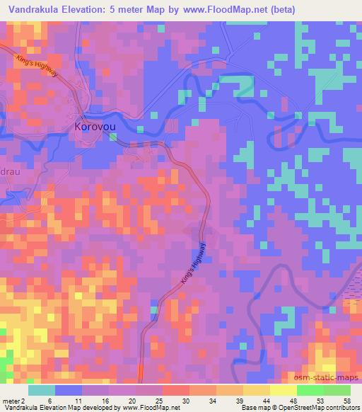 Vandrakula,Fiji Elevation Map