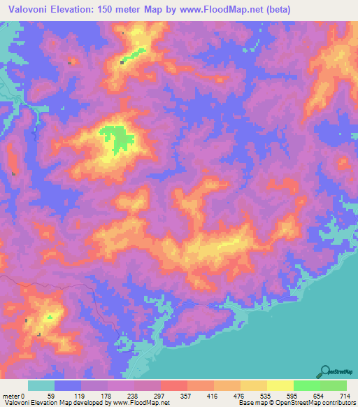 Valovoni,Fiji Elevation Map