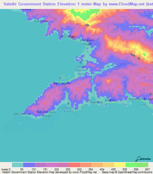 Valethi Government Station,Fiji Elevation Map